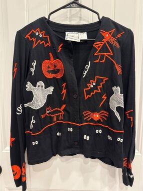 Michael Simon Lite Halloween Button-Up Cardigan-Medium